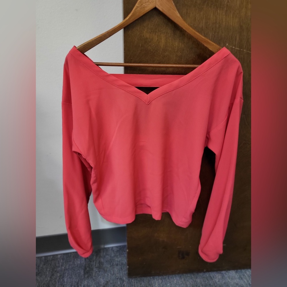 Long Sleeve Pink/Red Blouse Size XS